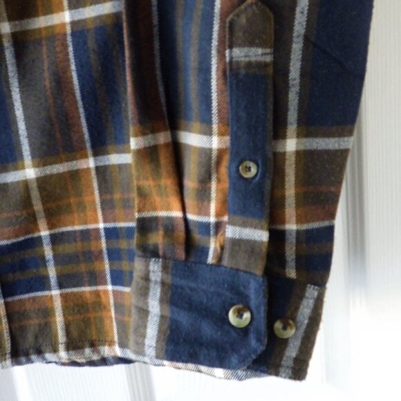 Browning Men's Long Sleeve Shirt Jacket Shacket Size Lg Plaid Brown Blue Utility - Picture 6 of 10